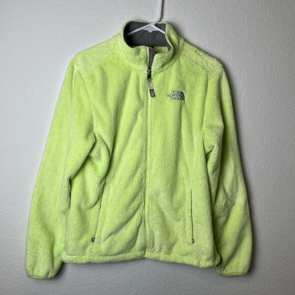 The North Face Osito Jacket Womens Medium Neon Green Fleece Full Zip Soft Plush - Picture 1 of 7